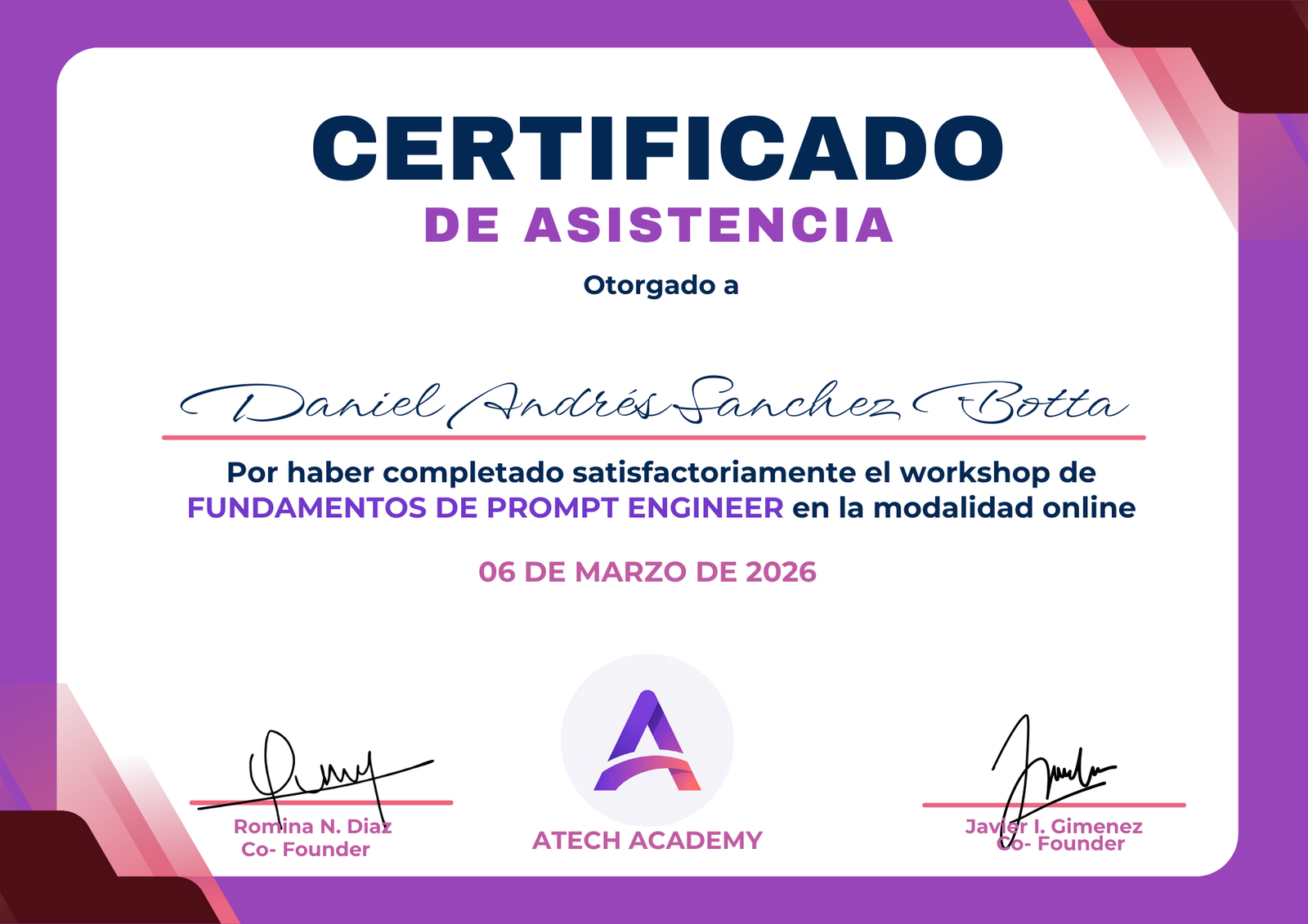 Certificado Fundamentos de Prompt Engineer - Atech Academy